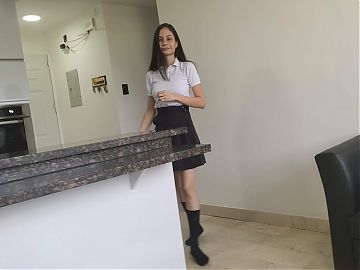 Schoolgirl has sex with her neighbor at her parents house